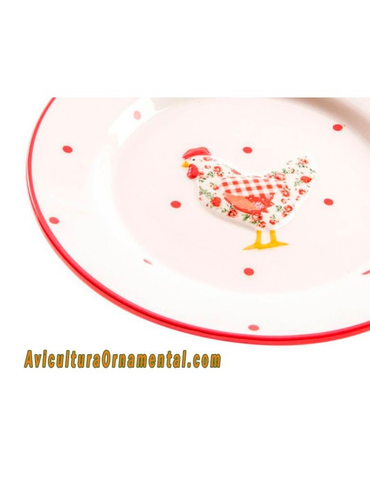 Plato de cerámica Gallina Roja detalle