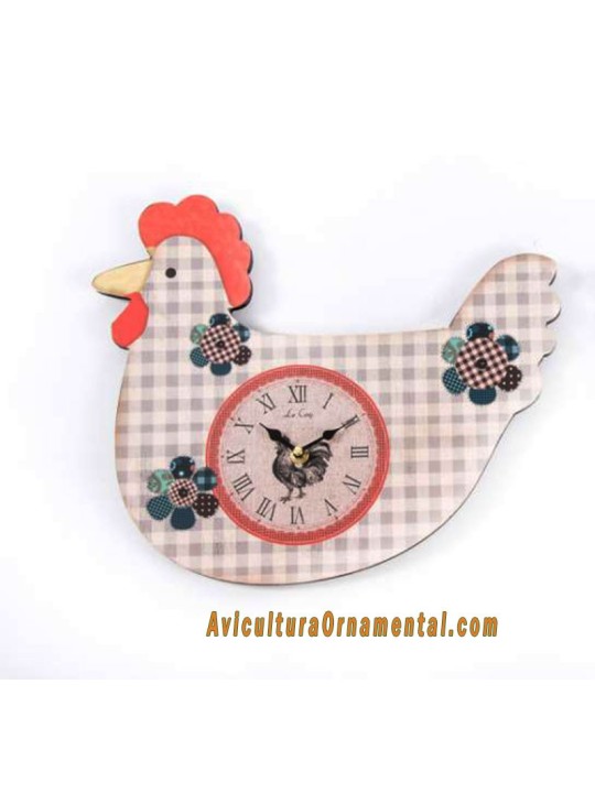 Reloj pared de madera Gallina