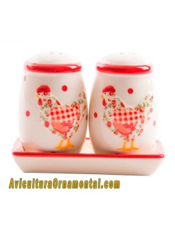 Salero y pimentero cerámica Gallina Roja