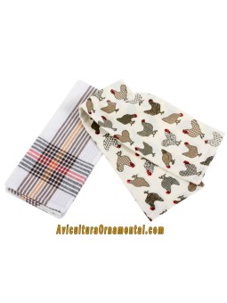 Set de 2 Trapos de Cocina algodón Gallina