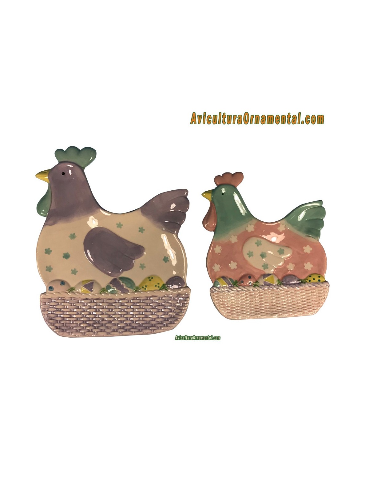 Set de 2 Bandejas de cerámica Gallina